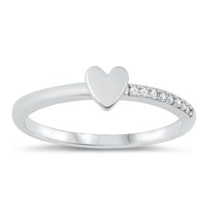 Silver CZ Ring - Heart